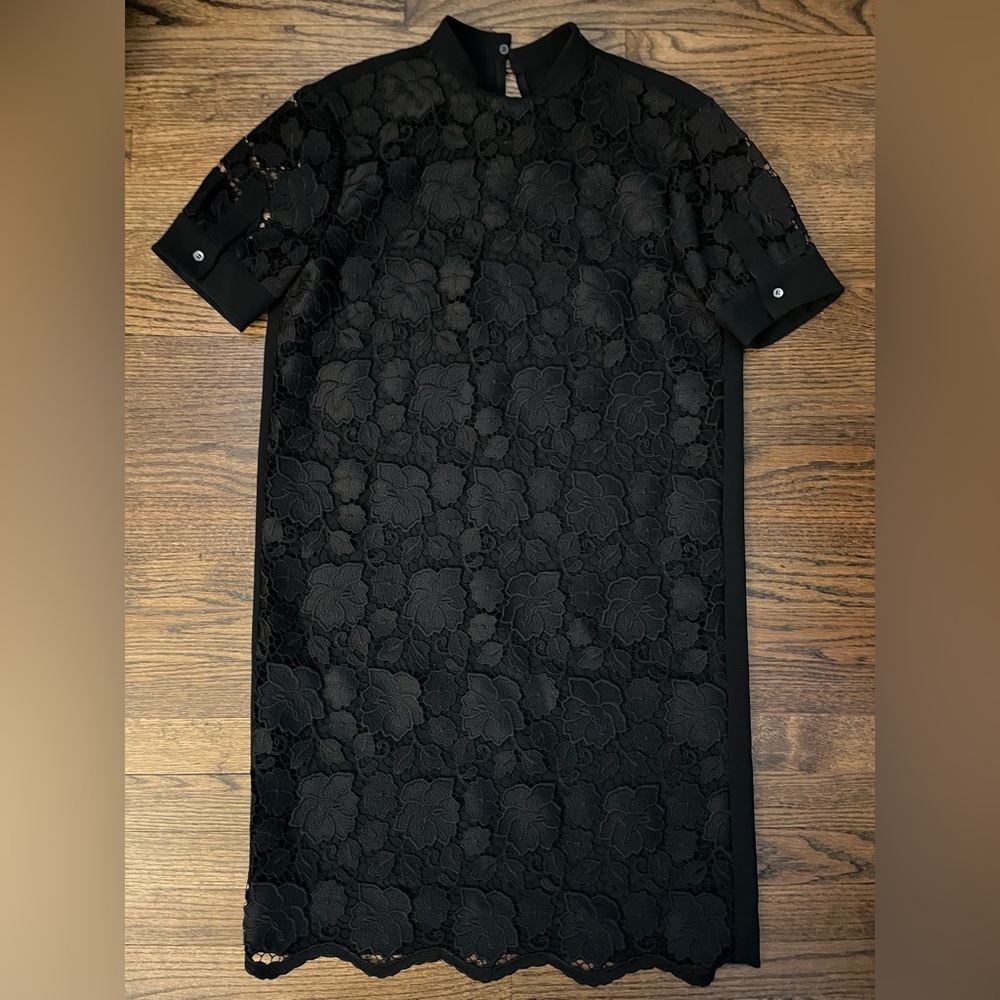 Black Floral Lace Shift Dress